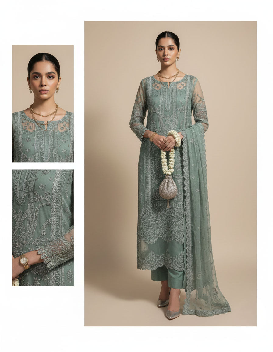 Soft Sage Green Organza