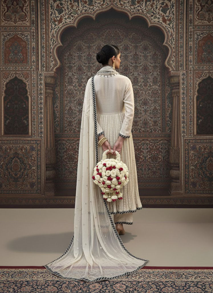 Soft Beige Embroidered Silk