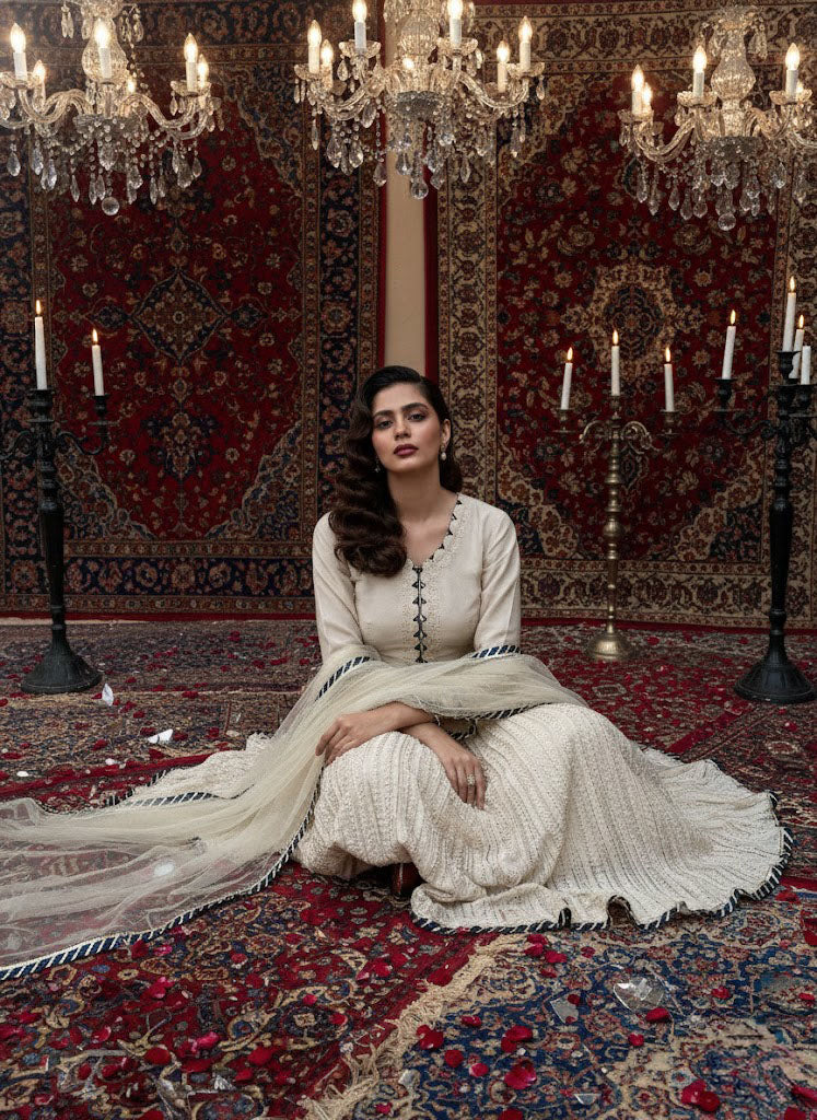 Soft Beige Embroidered Silk