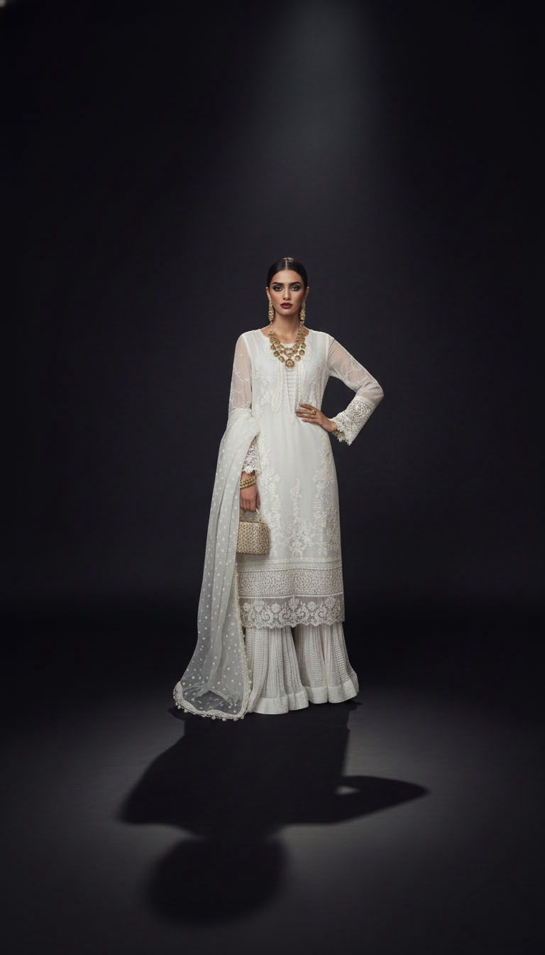 White Embroidered Cotton Net