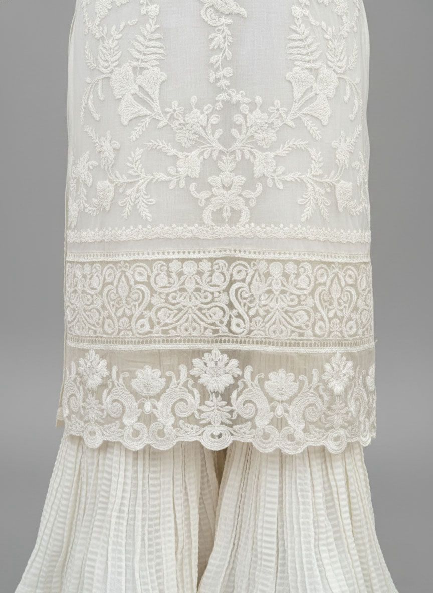 White Embroidered Cotton Net